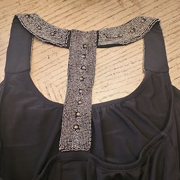 Elegant Black Beaded Sleeveless Top Size S - Picture 9 of 10